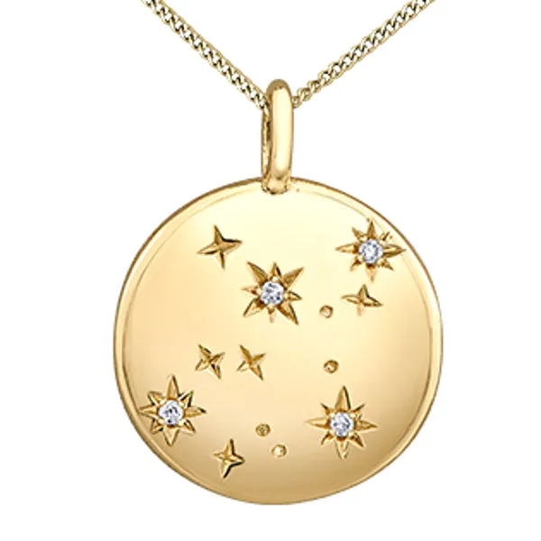 10k Yellow Gold Zodiac Diamond Pendant