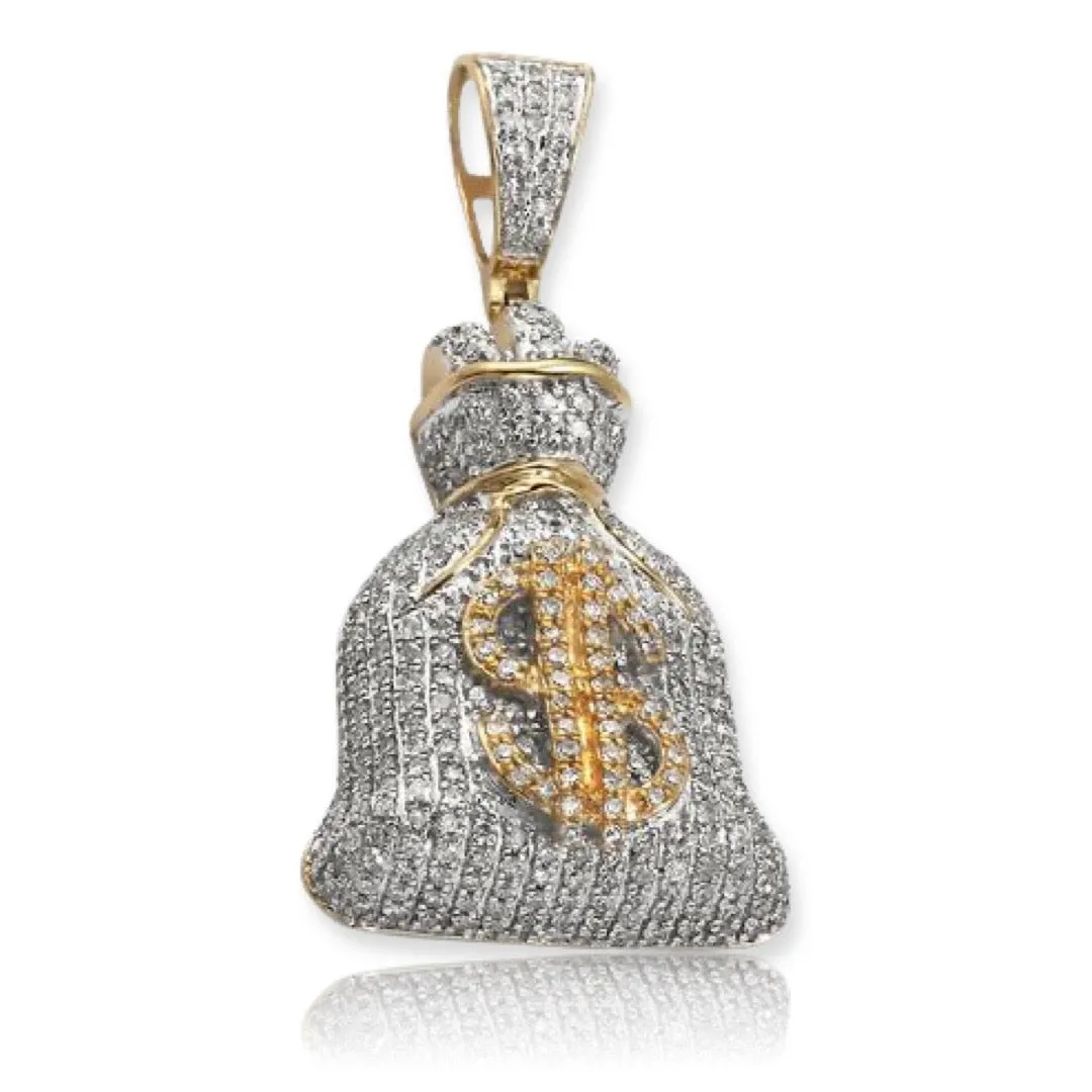 10KY 0.85CTW DIAMOND MONEY BAG PENDANT