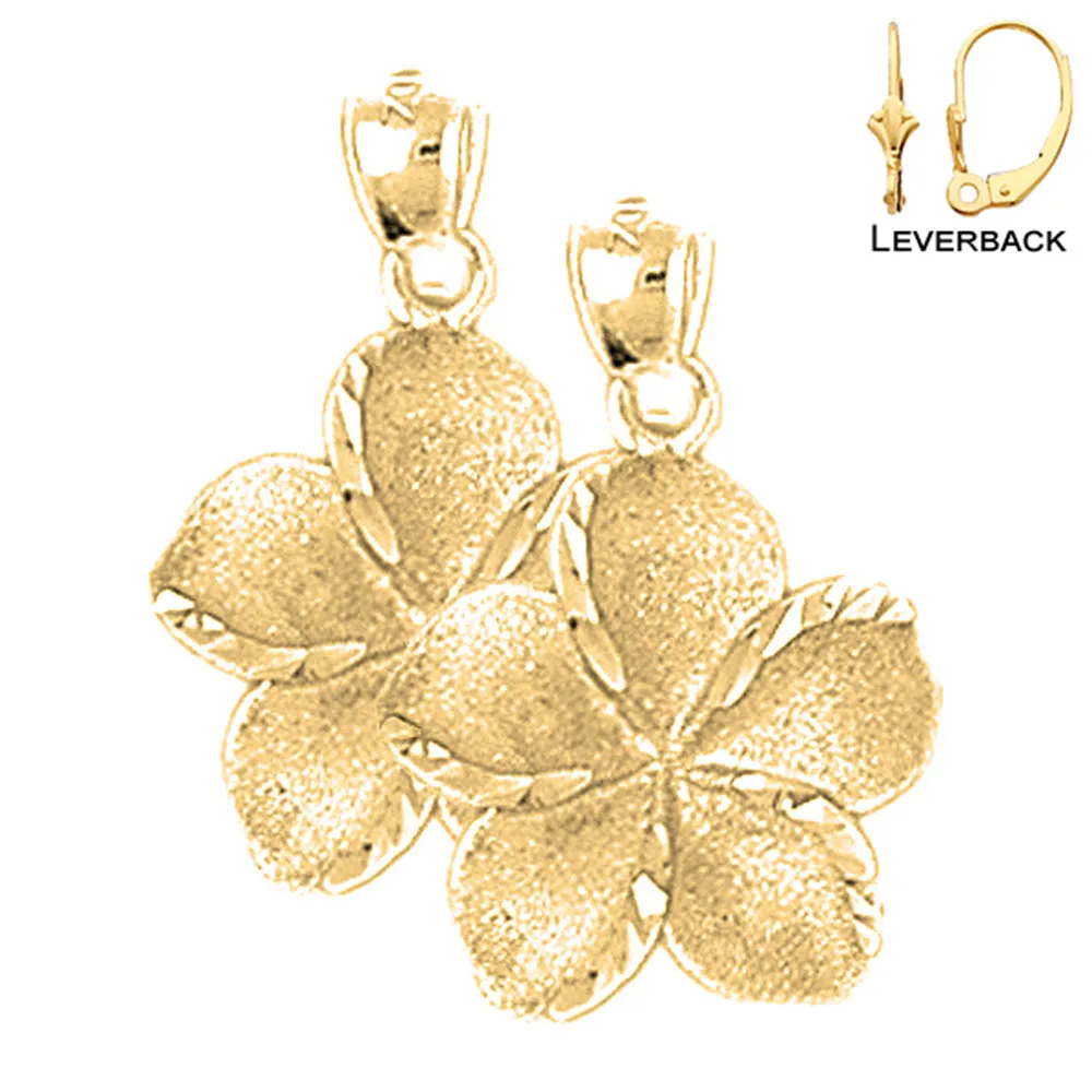 14K or 18K Gold Plumeria Flower Earrings