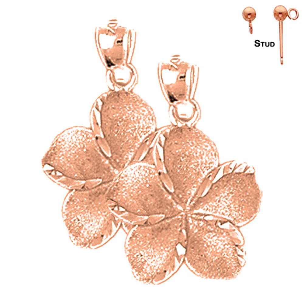 14K or 18K Gold Plumeria Flower Earrings