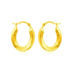 14k Yellow Gold Polished Oval Hoop Earrings