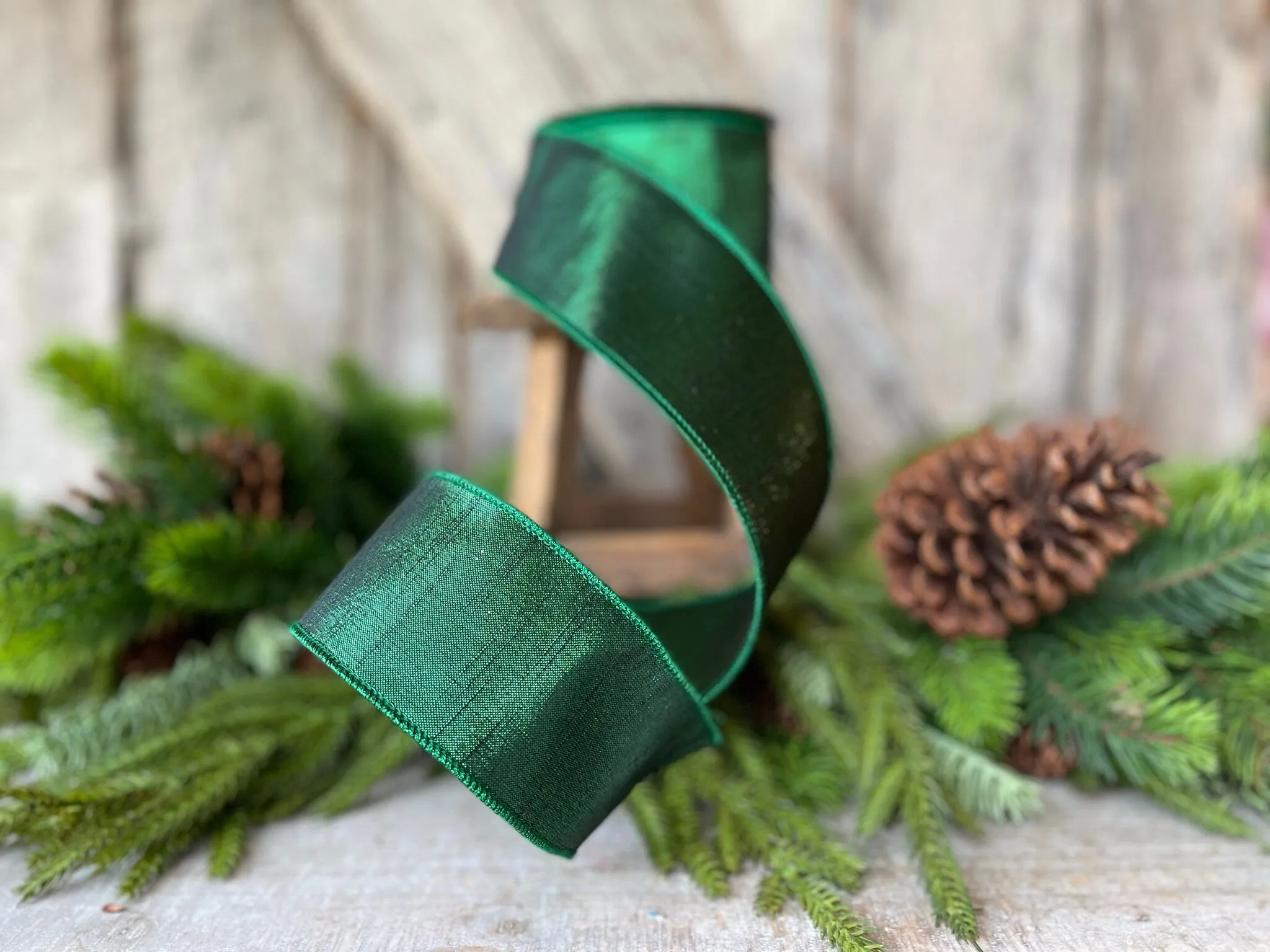 2.5" Emerald Green Luster Ribbon, Farrisilk