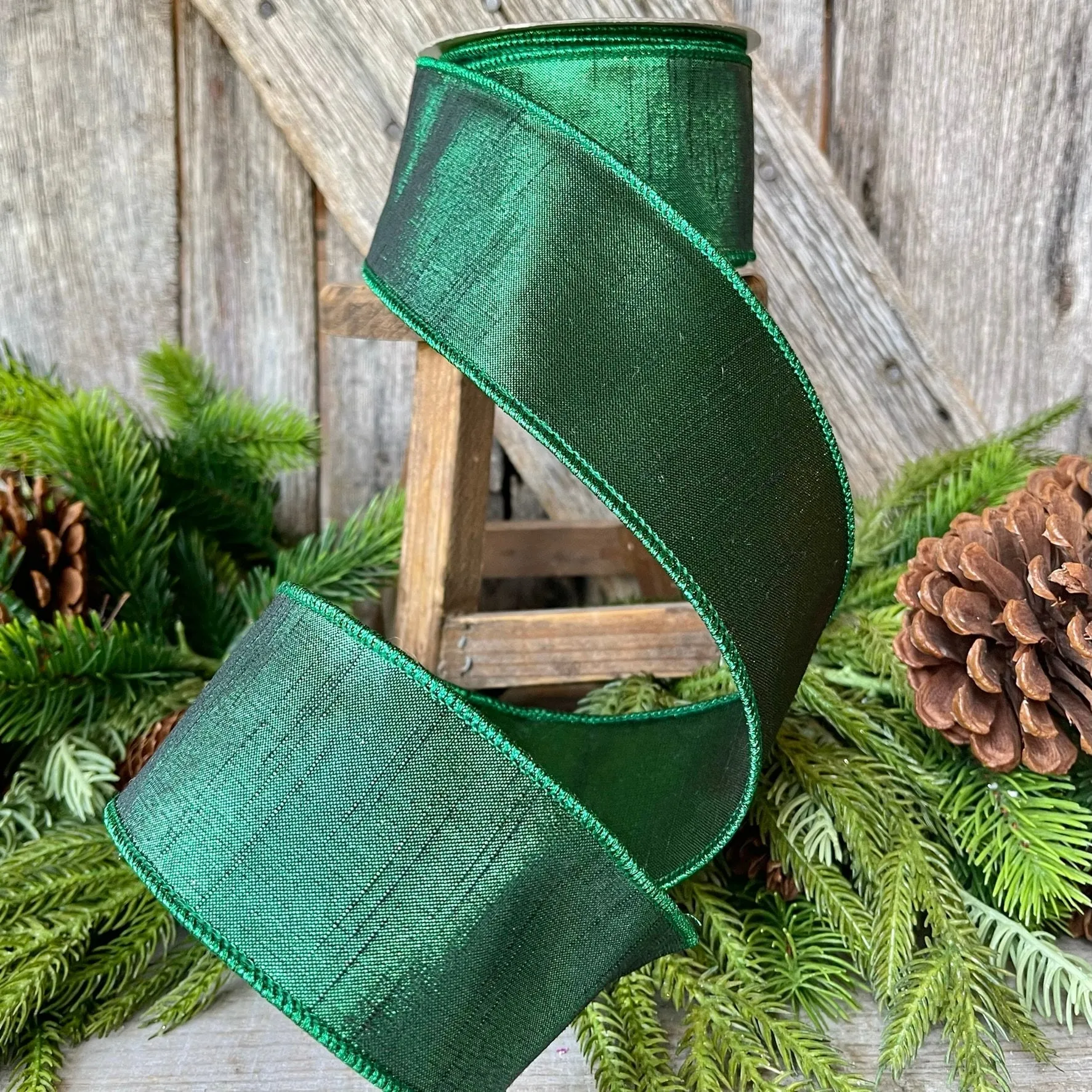 2.5" Emerald Green Luster Ribbon, Farrisilk