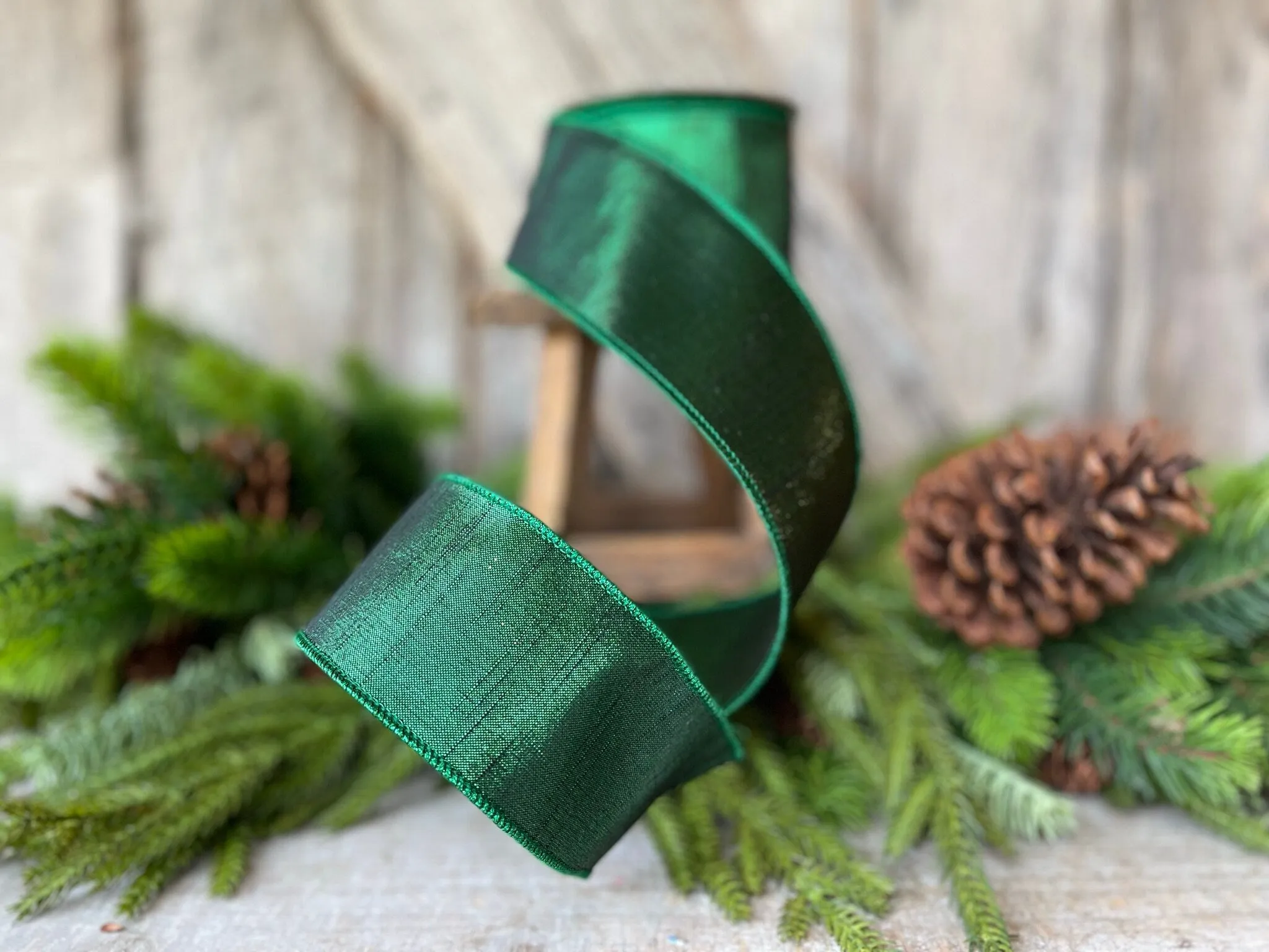 2.5" Emerald Green Luster Ribbon, Farrisilk