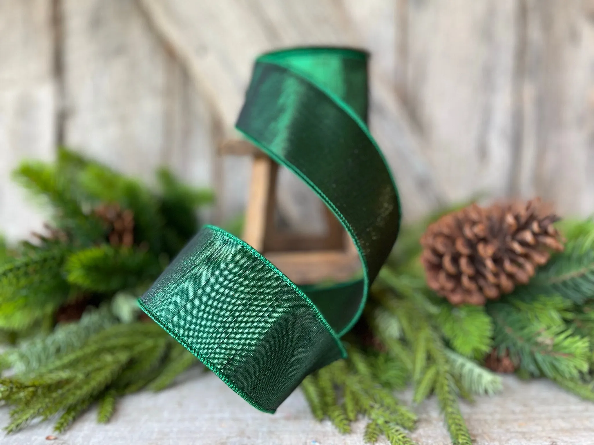 2.5" Emerald Green Luster Ribbon, Farrisilk