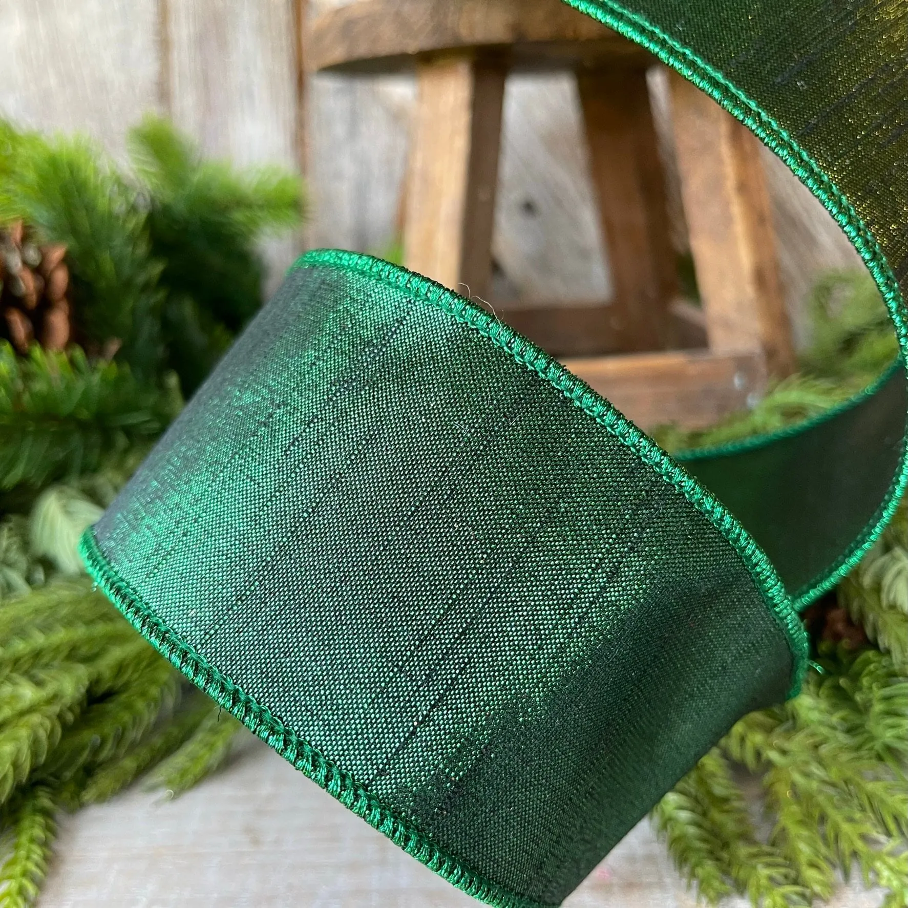 2.5" Emerald Green Luster Ribbon, Farrisilk