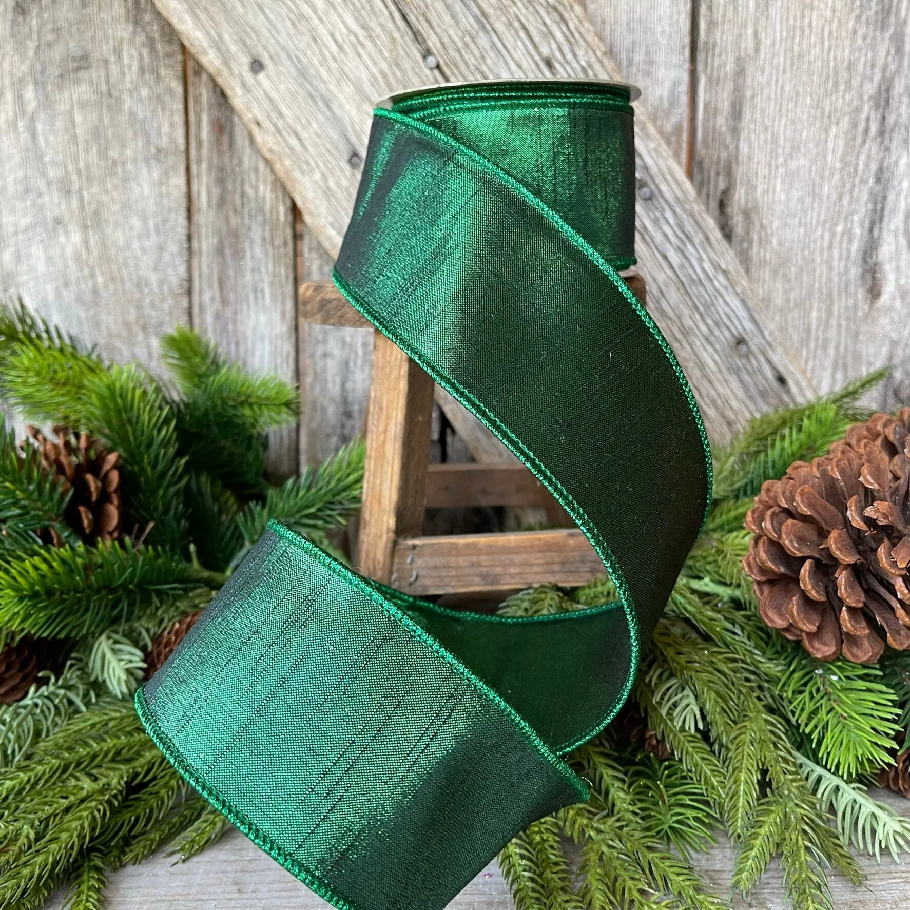 2.5" Emerald Green Luster Ribbon, Farrisilk