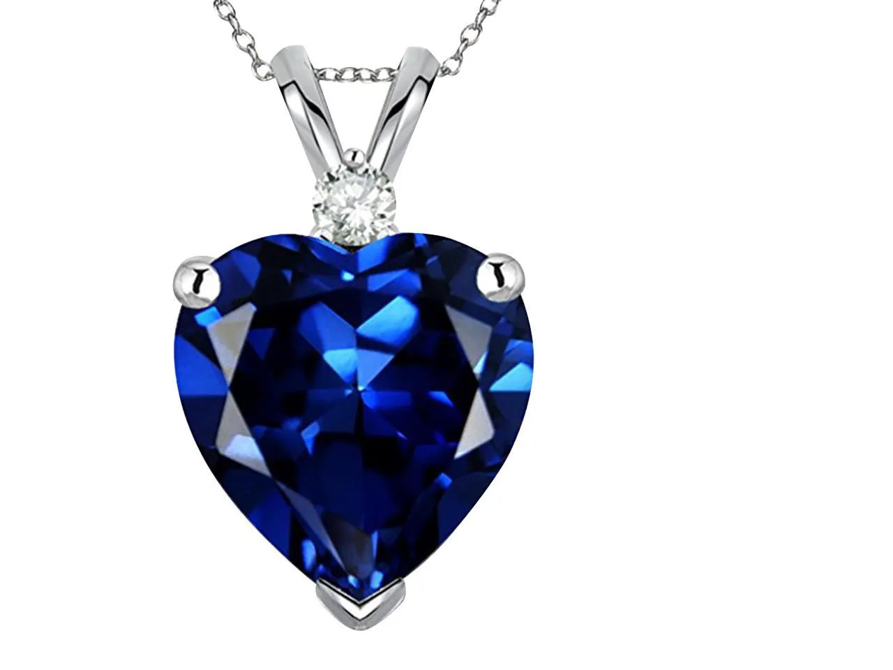 4.00 Ctw Lab Created Sapphire & Diamond Pendant In Sterling Silver