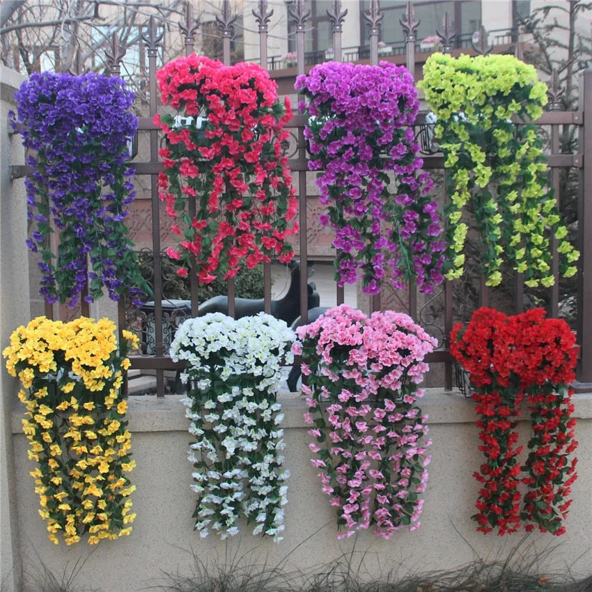 5 Petals Orchid Fake Flower Party Decoration Simulation Artificial Flower Wedding Christmas Garden Wall Hanging Basket Flower