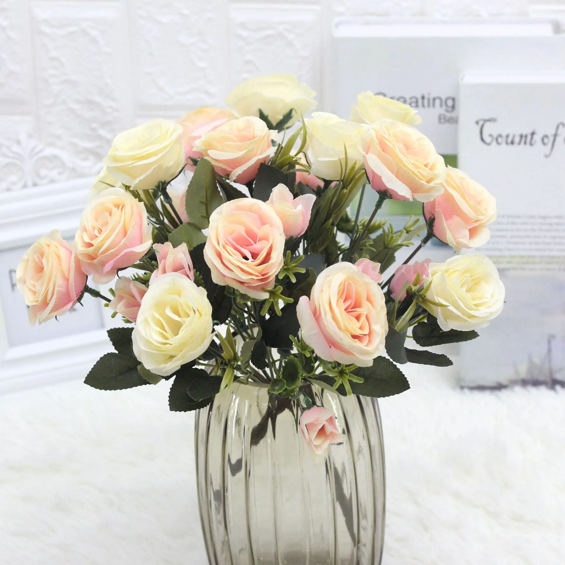 5PCS Artificial Flower European Rose Dried Flower  Fake Flower