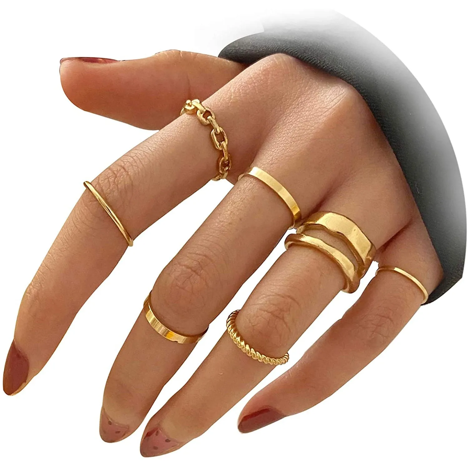 7-Piece: Women's Gold Knuckle Ring Set