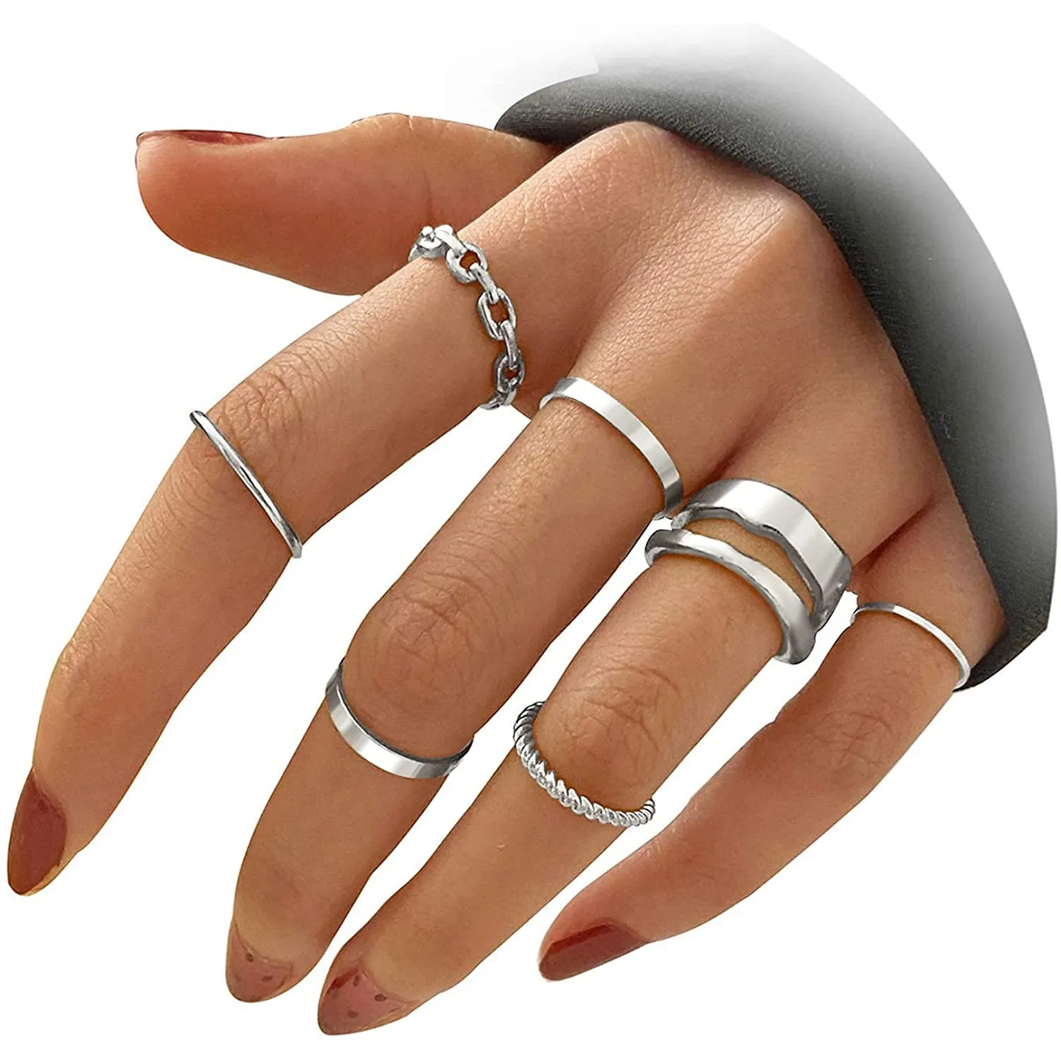 7-Piece: Women's Gold Knuckle Ring Set