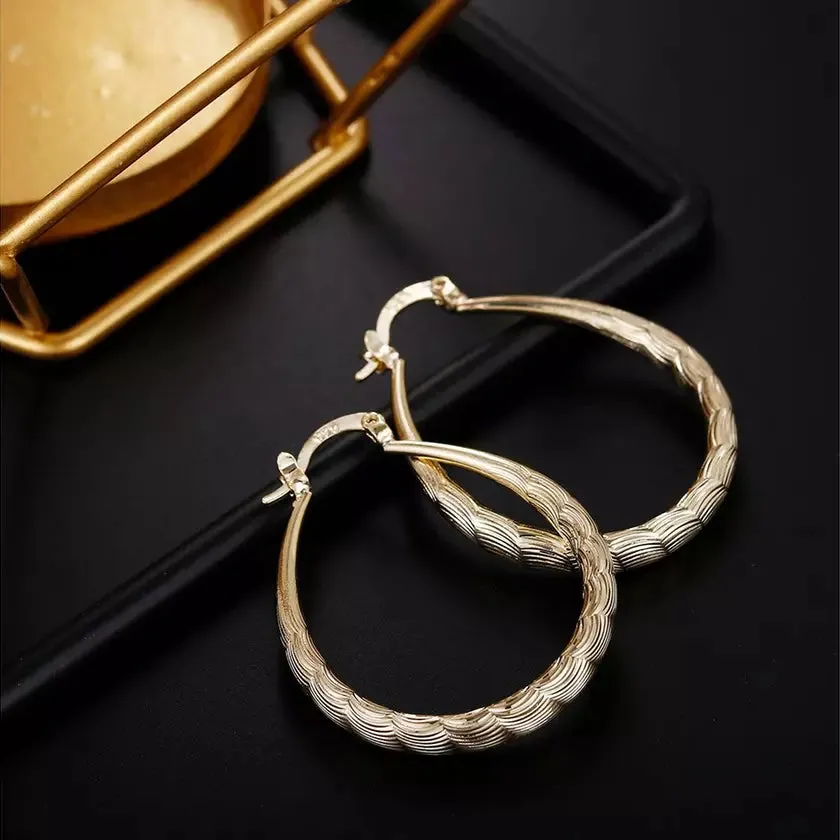 925 Sterling Silver Oval Filigree Hoop Earrings