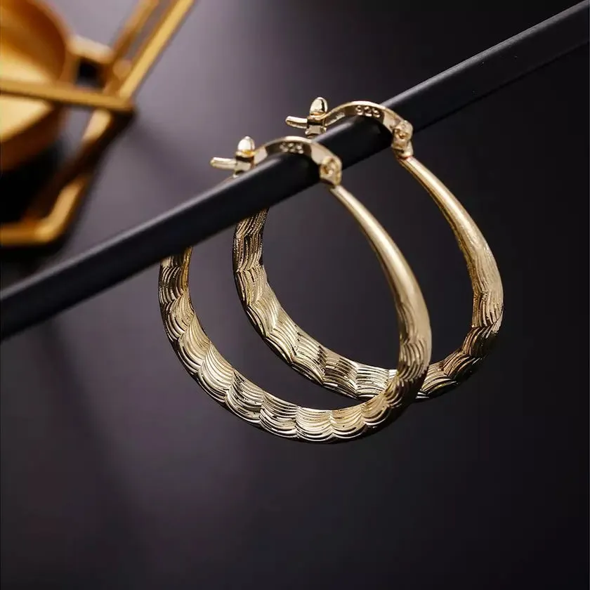 925 Sterling Silver Oval Filigree Hoop Earrings