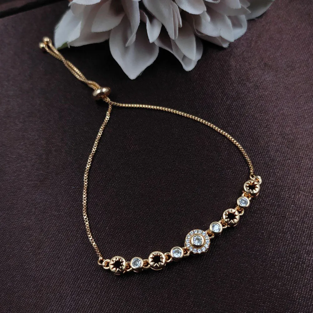 Aamrapali Gold Plated Austrian Stone Adjustable Bracelet