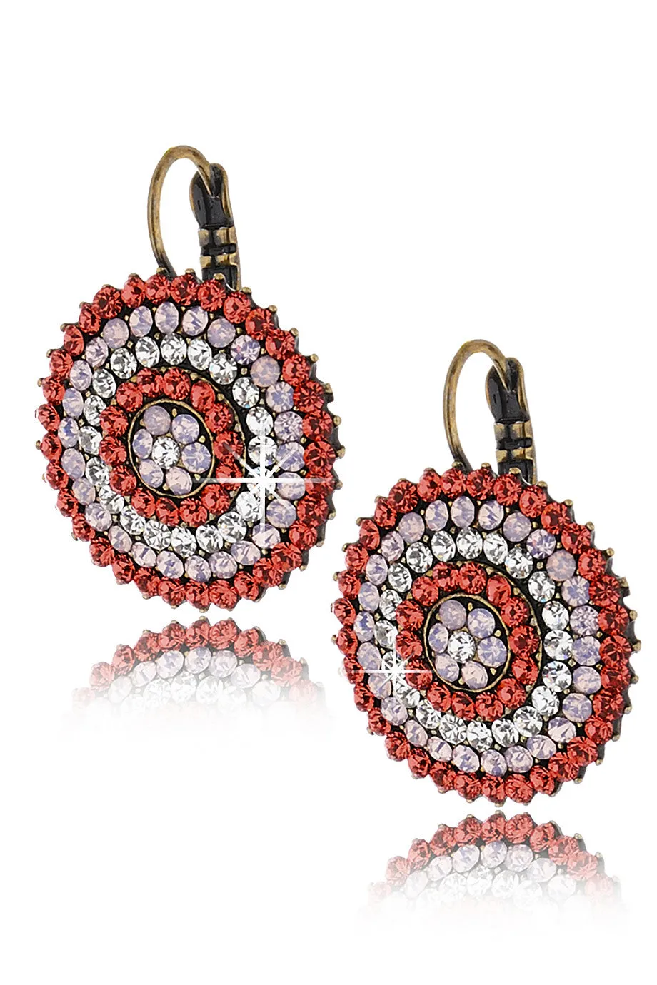 ALBA Coral Round Crystal Earrings