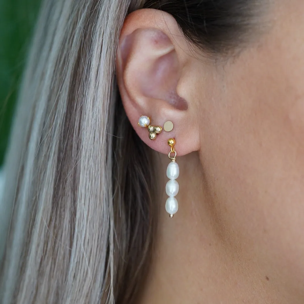 Ana Triple Stacked Freshwater Pearl Drops