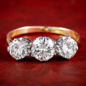 Antique Edwardian Diamond Trilogy Ring 1.8ct Total