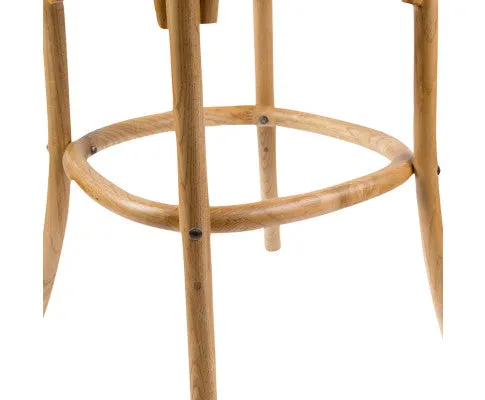 Aster 2pc Crossback Bar Stools Dining Chair Solid Birch Timber Rattan Seat - Oak