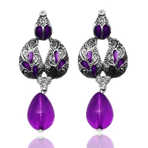 Bhavi Jewels Meenakari Silver Plated Dangler Earrings