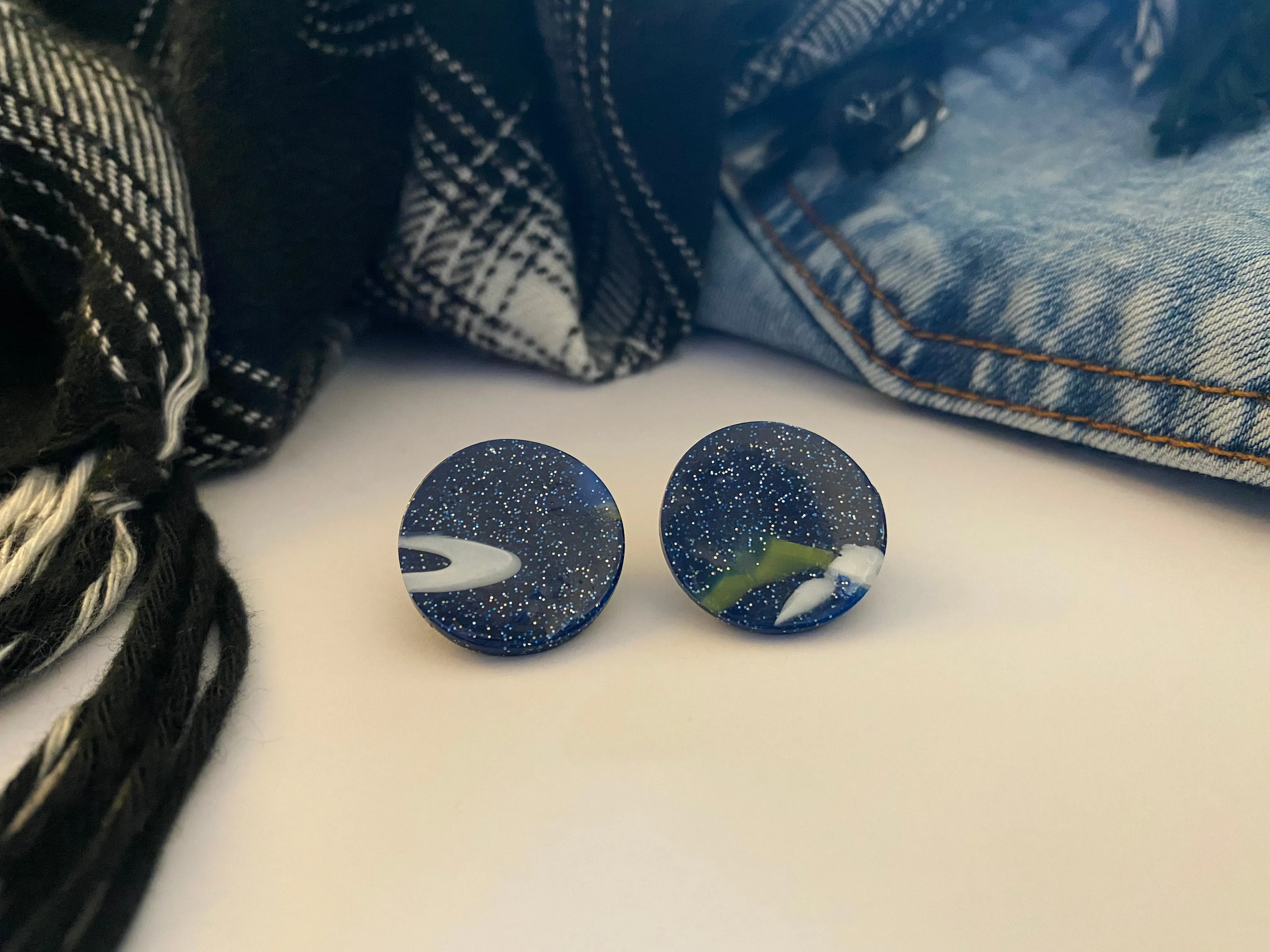 Birdie Large Stud Starry Night Earrings