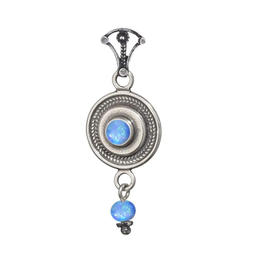 Bluenoemi Israeli Jewelry chain with pendant sterling silver necklace,  pendant set with Eilat stone, Blue Opal or other stones