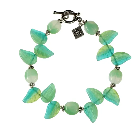 Bohemian Glass Leaf Bracelet by KJK Jewelry