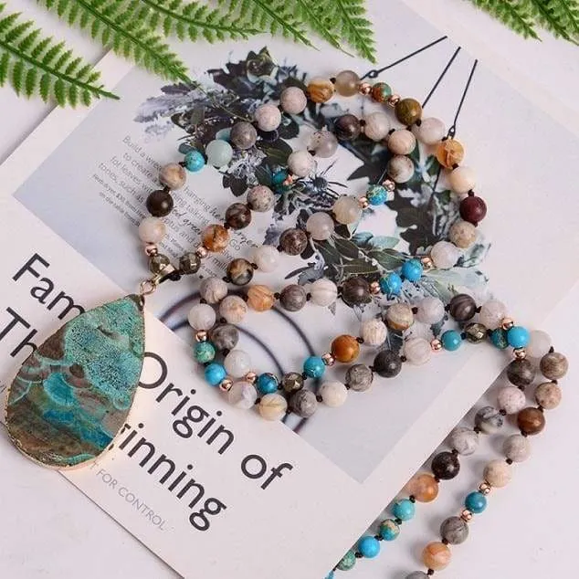 Boho Necklace Mix Natural Stones Necklace