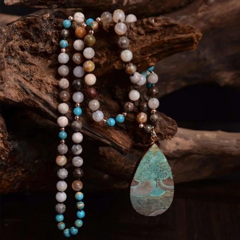 Boho Necklace Mix Natural Stones Necklace