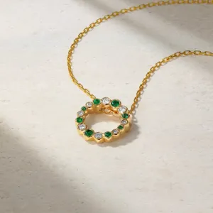 Bubbly Continuity Emerald and Diamond Pendant