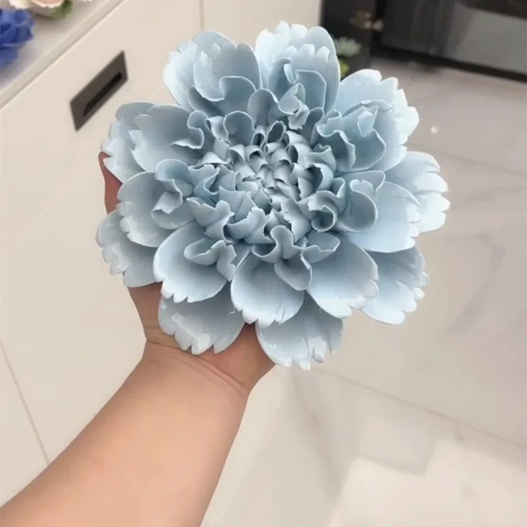 Bulk 7" Porcelain Peony Flowers Ceramic Artificial Hanging Decoration Wholesale