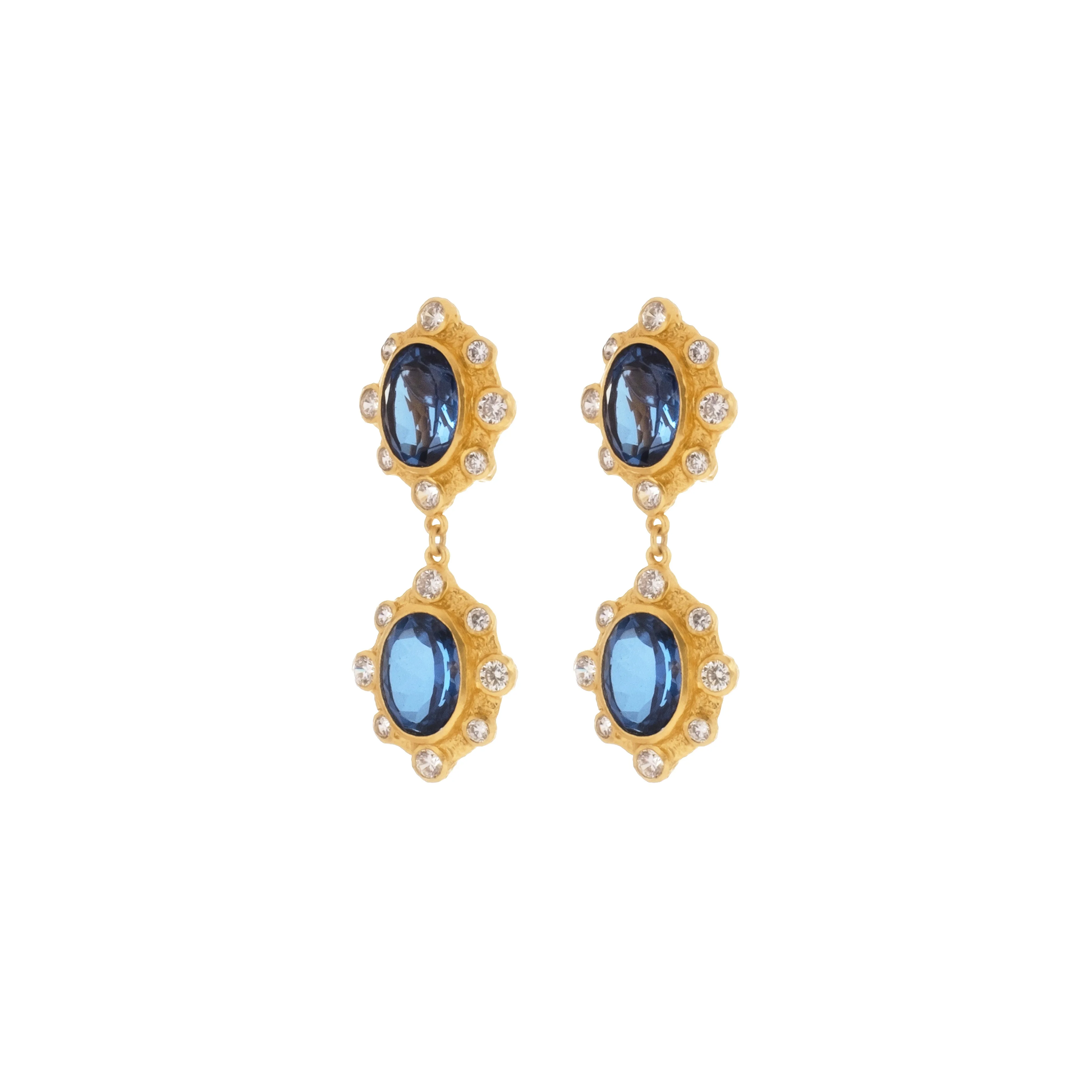 Calypso Earrings Sapphire Quartz & Clear Crystal