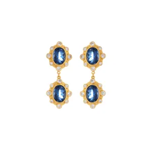 Calypso Earrings Sapphire Quartz & Clear Crystal