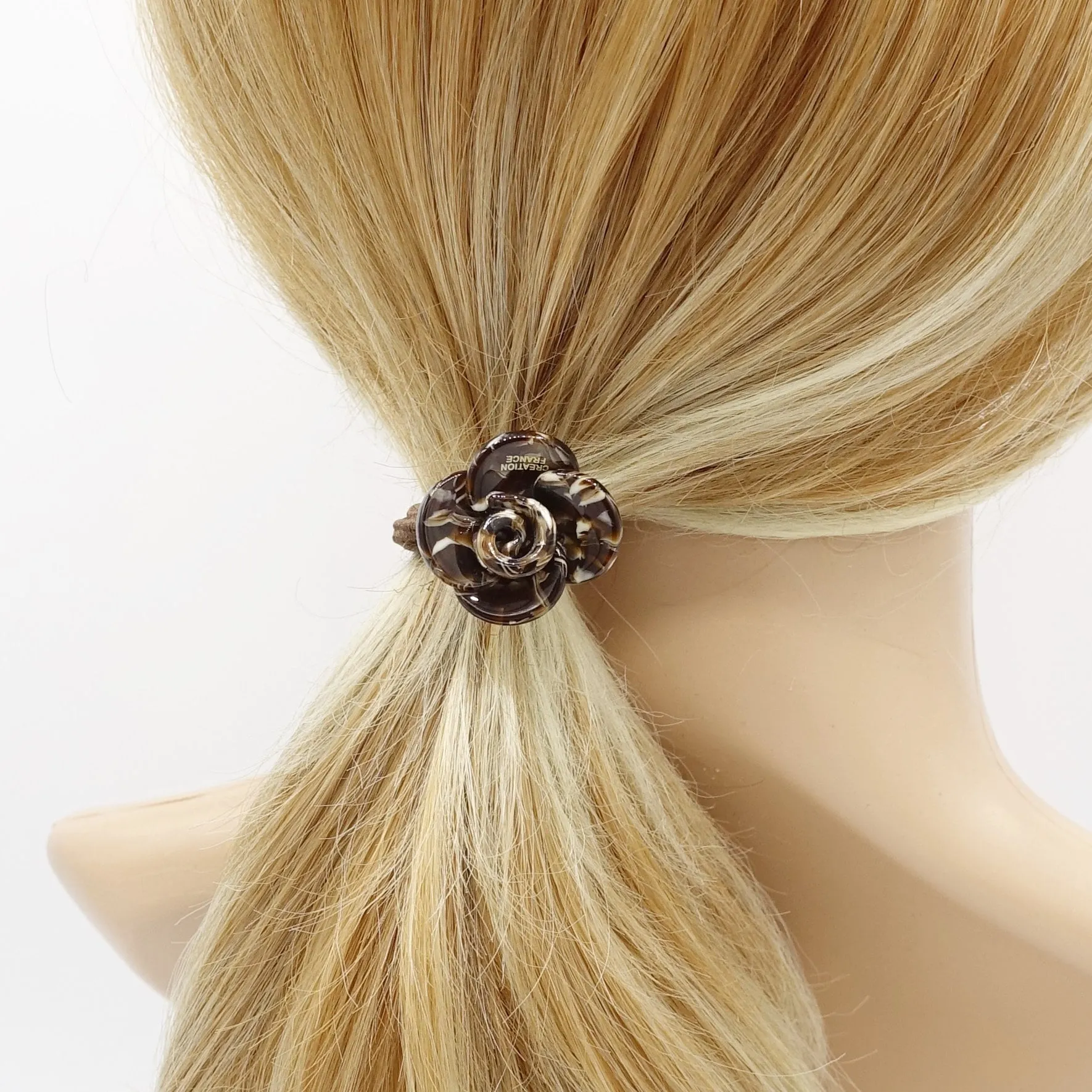 cellulose acetate flower petal hair tie ponytail holcer