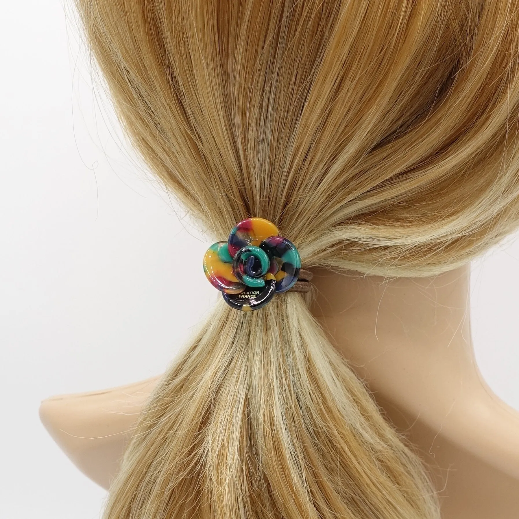 cellulose acetate flower petal hair tie ponytail holcer