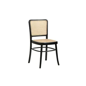 Chair Romimex Black Natural Rattan Teak 44 x 89 x 53 cm