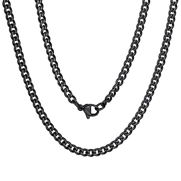 Classy Men 3mm Black Curb Chain Necklace