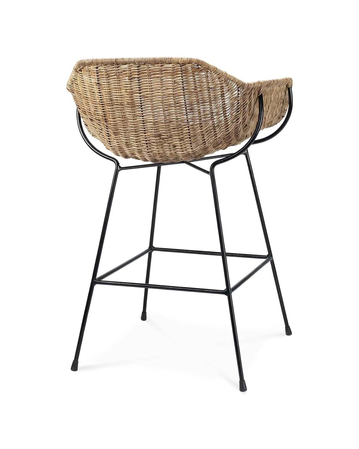 Coastal Style Brown Rattan Nusa Counter Stool With Back