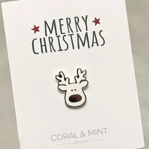 Coral & Mint Reindeer Enamel Pin