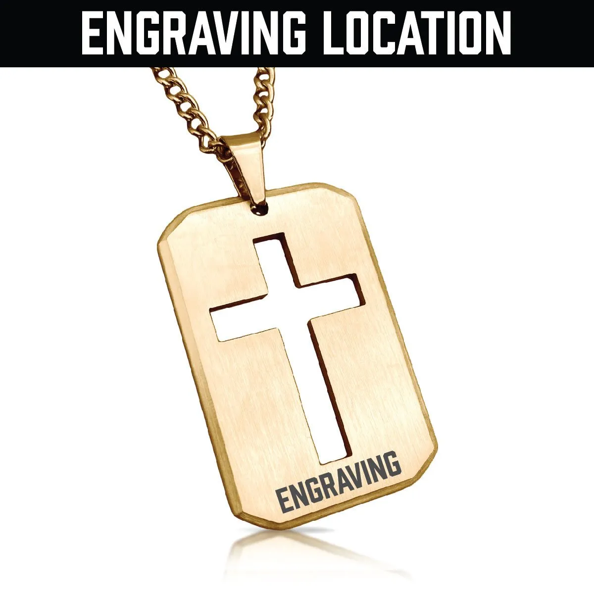 Cross Cut Out Pendant With Chain Necklace - 14K Gold Plated Stainless Steel