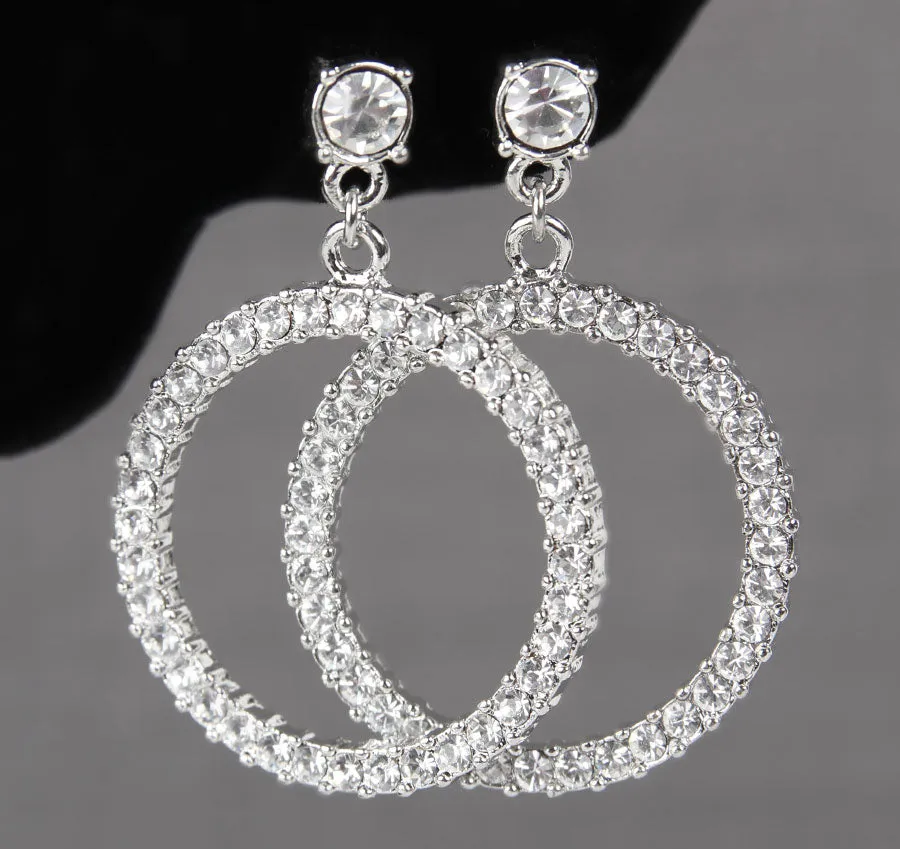 Crystal Circle Wedding Earrings