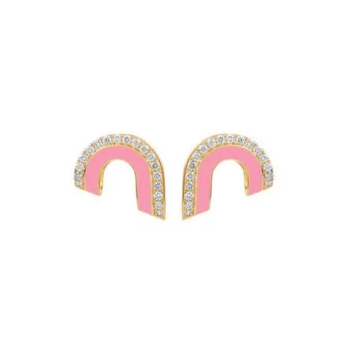 Dias Pave Diamond & Enamel Arc Earrings