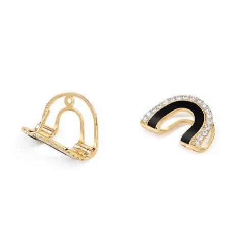 Dias Pave Diamond & Enamel Arc Earrings