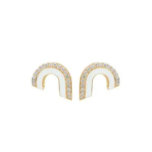 Dias Pave Diamond & Enamel Arc Earrings