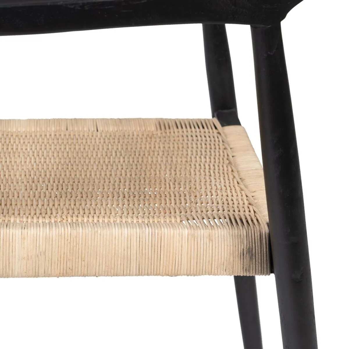 Dining Chair Black Natural Rattan Teak 59 x 58 x 76,5 cm