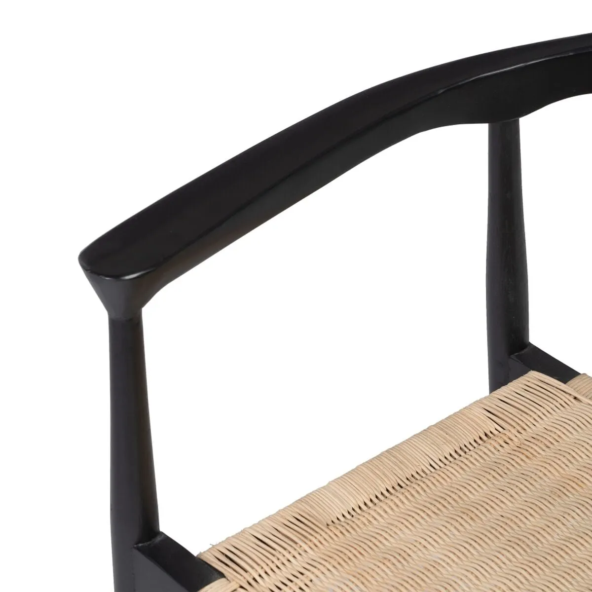 Dining Chair Black Natural Rattan Teak 59 x 58 x 76,5 cm