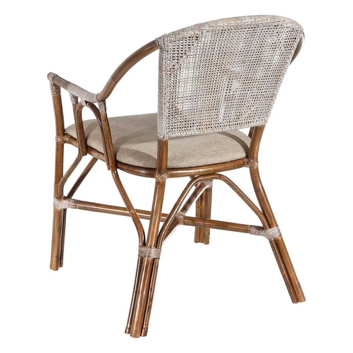 Dining Chair Brown Grey Polyester Rattan Foam 56 x 60 x 84 cm