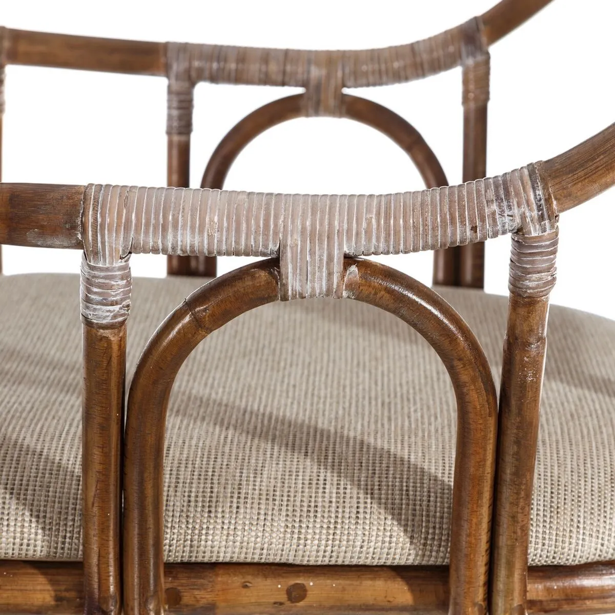 Dining Chair Brown Grey Polyester Rattan Foam 56 x 60 x 84 cm