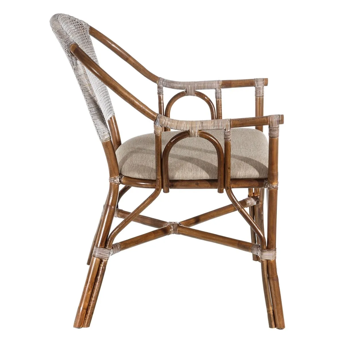 Dining Chair Brown Grey Polyester Rattan Foam 56 x 60 x 84 cm