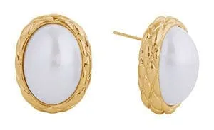 DJE311241 14K Dipped Oval Pearl Post Earrings